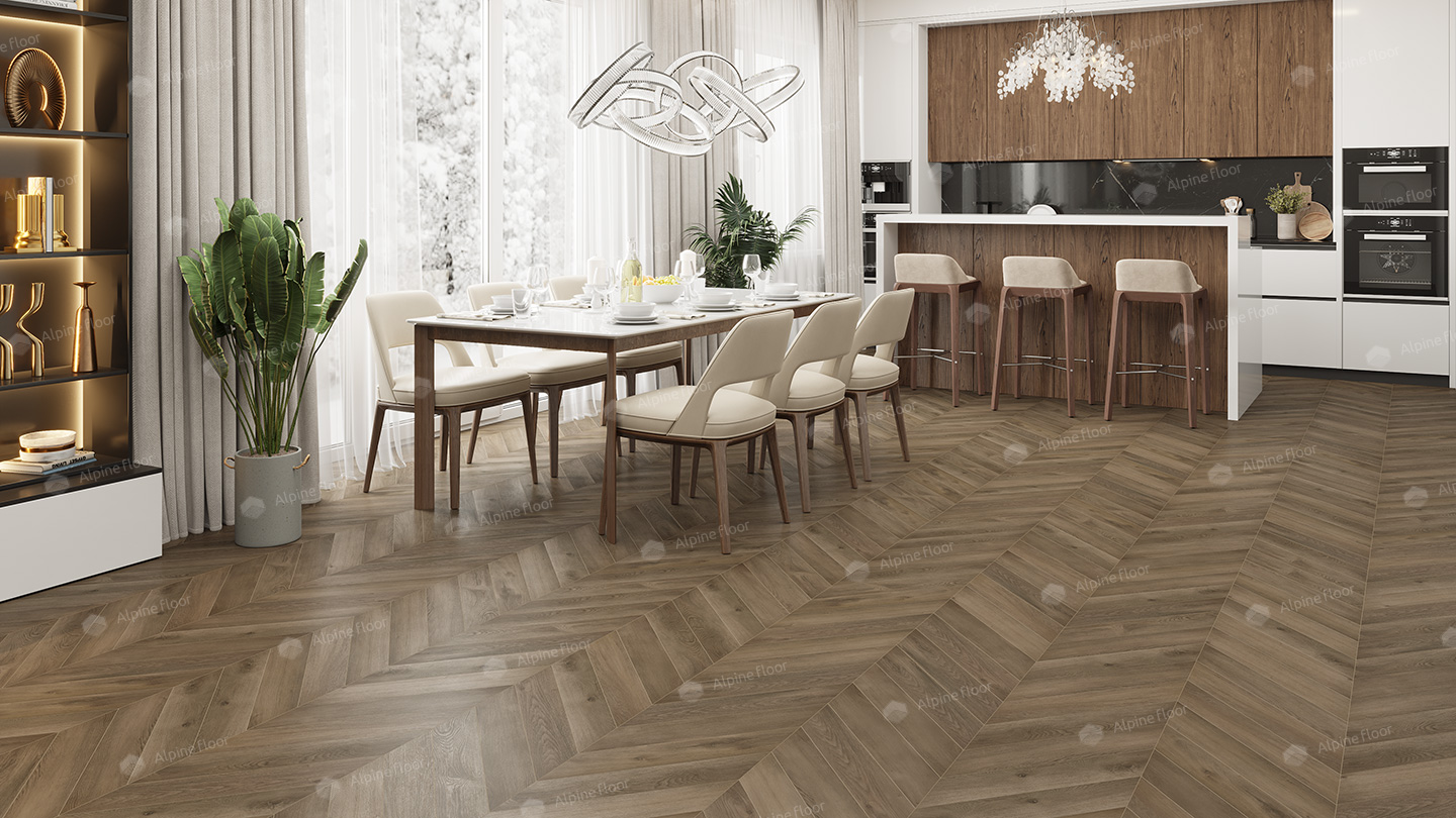 Кварцвинил Alpine Floor Chevron Alpine Eco 18-4 Дуб Насыщенный