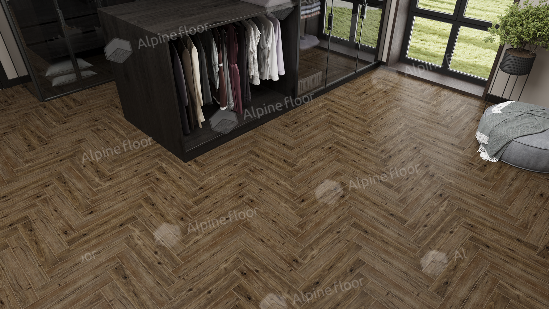Ламинат AlpineFloor Herringbone 8 Pro LF102-10 Дуб Бордо