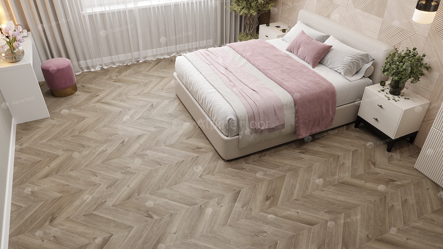 Кварцвинил Alpine Floor Chevron Alpine Eco 18-3 Дуб Натуральный Отбеленный