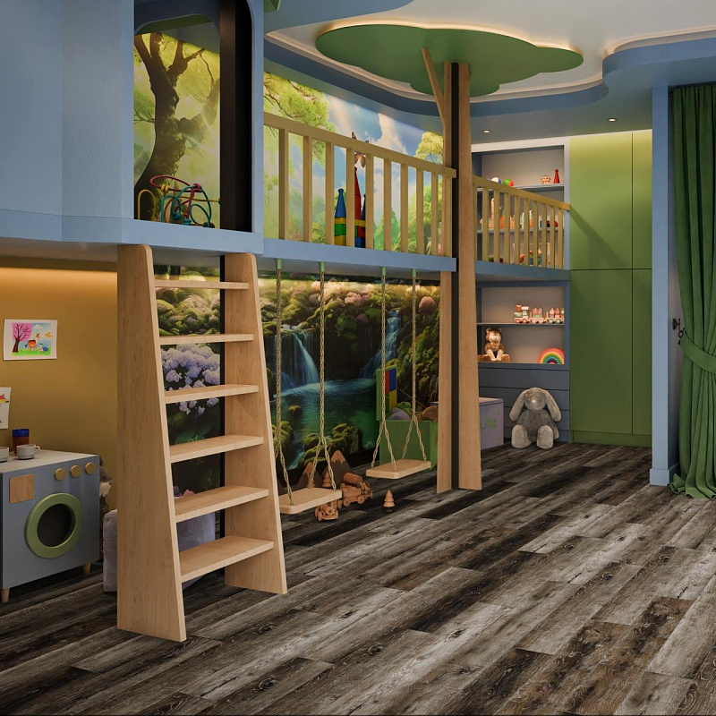Кварцвинил Damy Floor Family LVT TCM369-7-LVT Дуб Рустикальный Черный